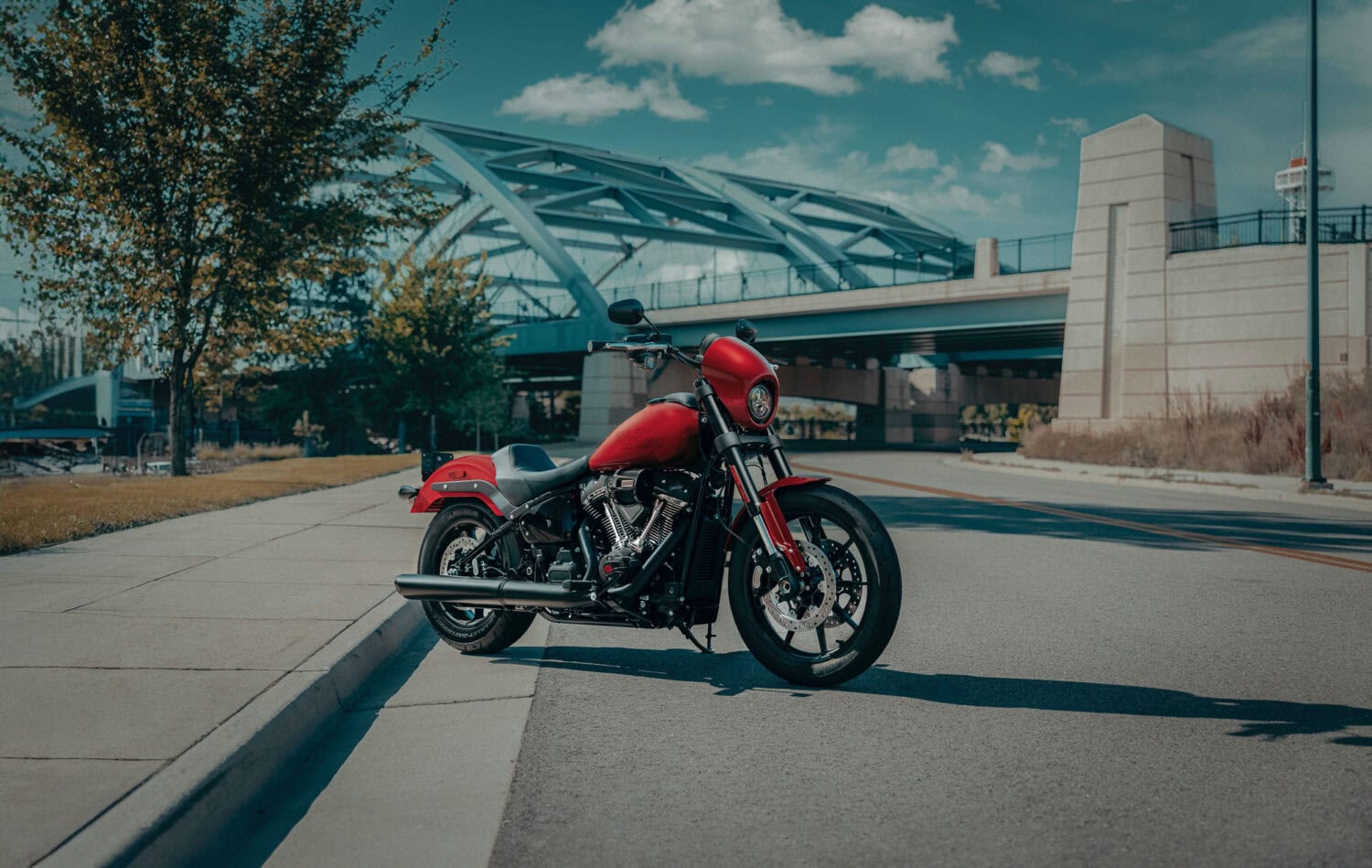 a motorcycle parked on the side of a road